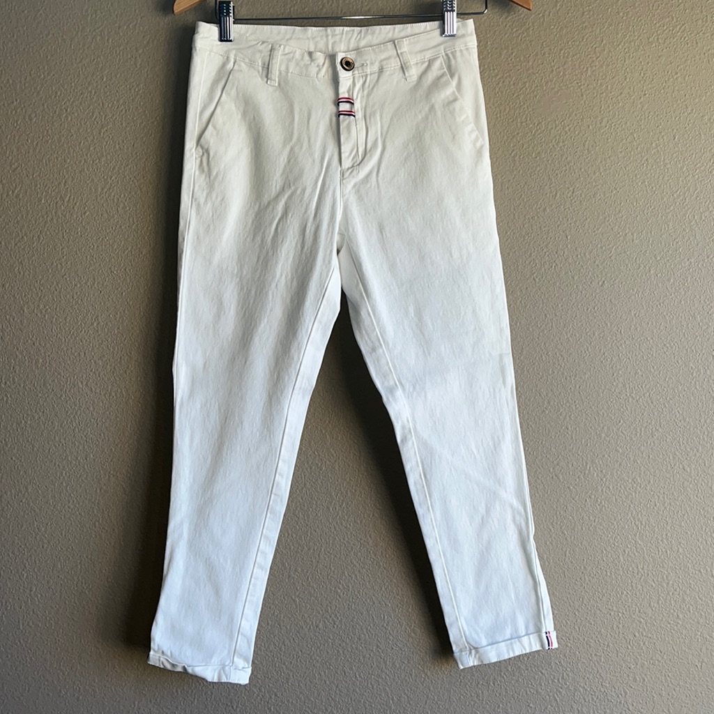 White Cuffed Skinny Trousers